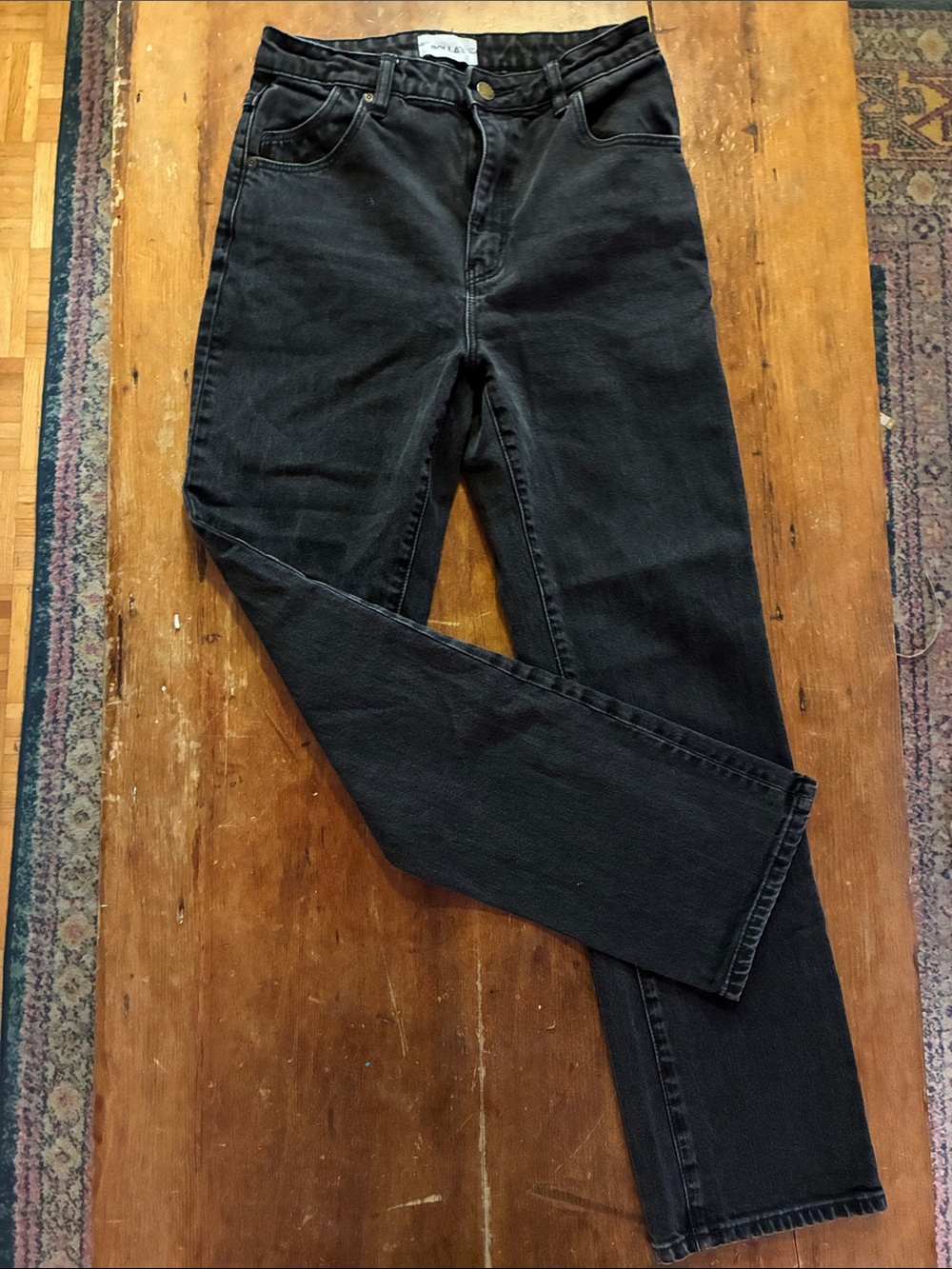 ROLLA’s Original High Rise Straight Jeans G’Day Matte Washed Black